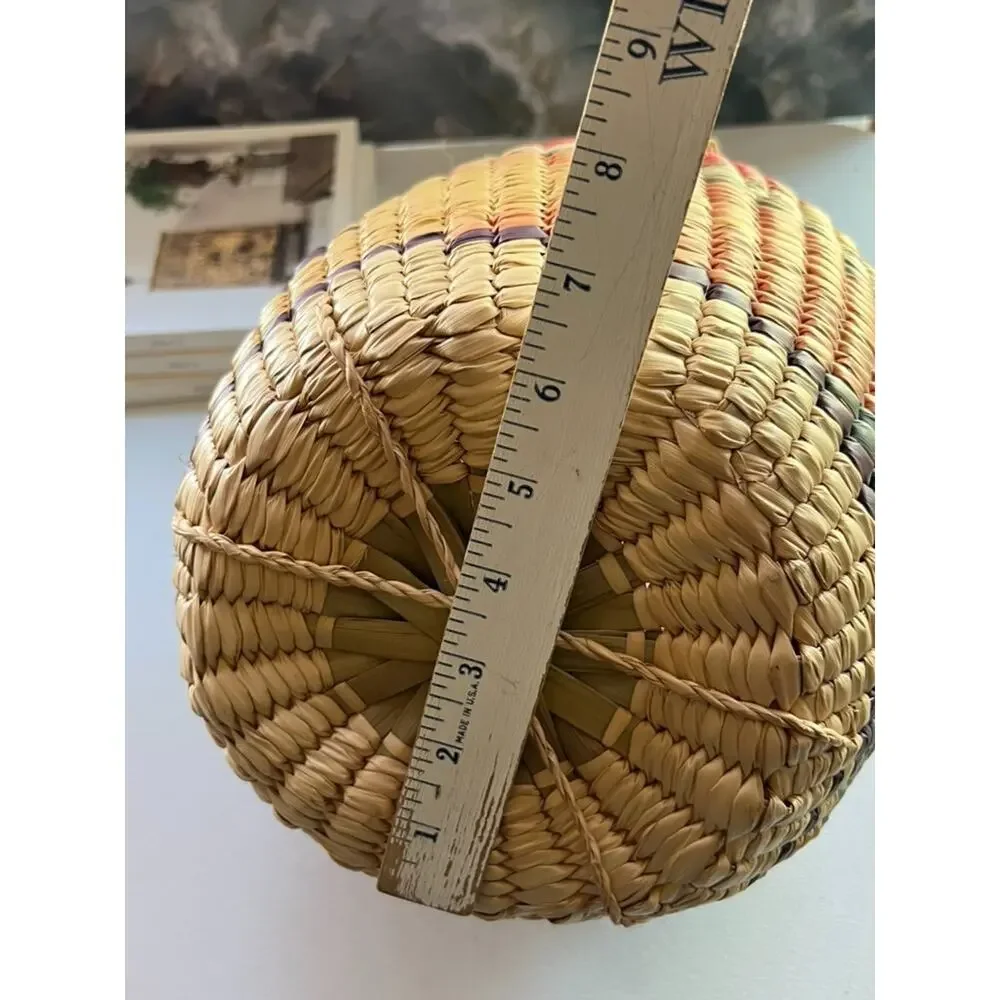 Handwoven Large Basket with Lid Double Handles